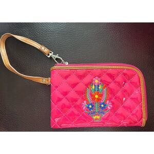 Wallet Purse Clutch Strap Hot Pink Wristlet-FLAWS